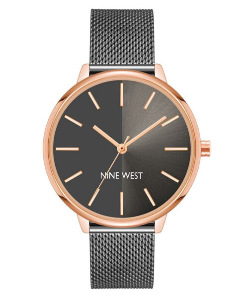 Часы и аксессуары Nine West Женские кварцевые наручные часы с сетчатым ремешком из нержавеющей стали, 40 мм, темно-серые