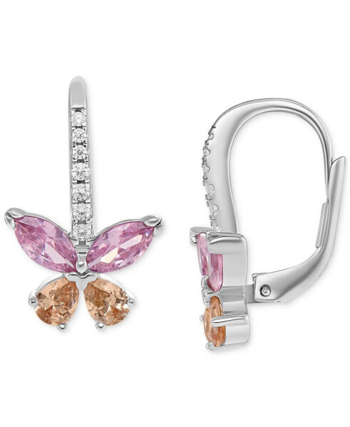 Cubic Zirconia Multicolor Butterfly Leverback Earrings in Sterling Silver, Created for Macy's