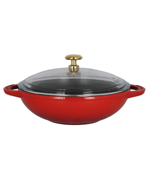 French Enameled Cast Iron 7" Wok with Glass Lid
