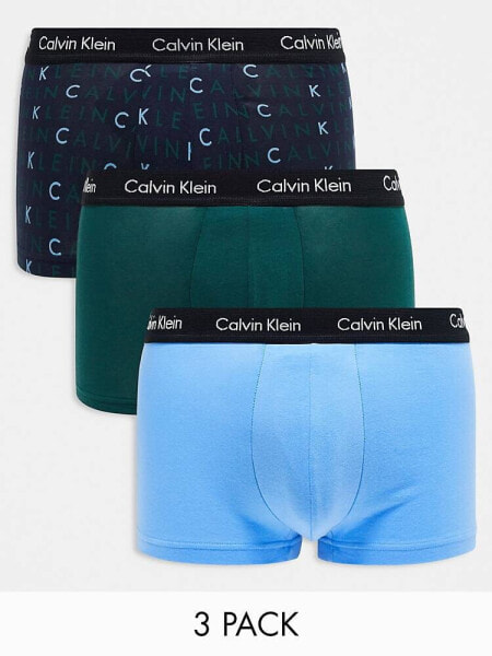 Calvin Klein low rise trunks 3 pack in cotton stretch - MULTI