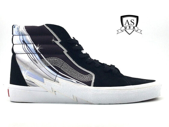 Vans Sk8-Hi Bolt Chrome Flash Black Skate Casual Shoe Sneaker Men's Size 12 NEW