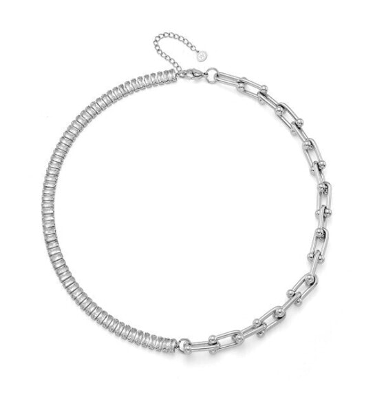 Luxury steel necklace with cubic zirconia Hebo 12298