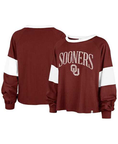 Women's Crimson Distressed Oklahoma Sooners Upside Rhea Raglan Long Sleeve T-shirt