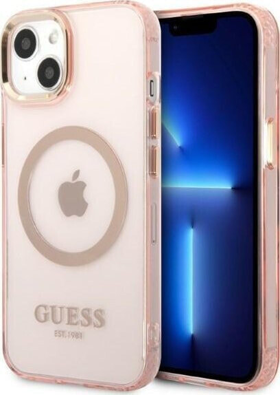 Guess Guess GUHMP13MHTCMP iPhone 13 6,1" różowy/pink hard case Gold Outline Translucent MagSafe