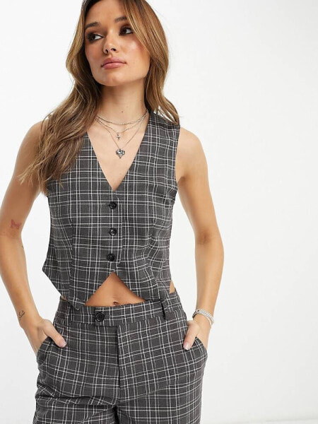 Only tailored waistcoat co-ord in grey check