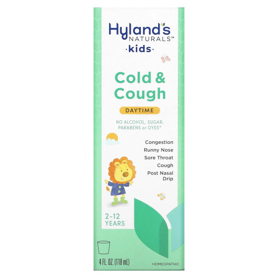 Дневной сироп против кашля и насморка для детей от 2 до 12 лет Natural Grape 4 fl oz (118 ml) от Hyland's Naturals.