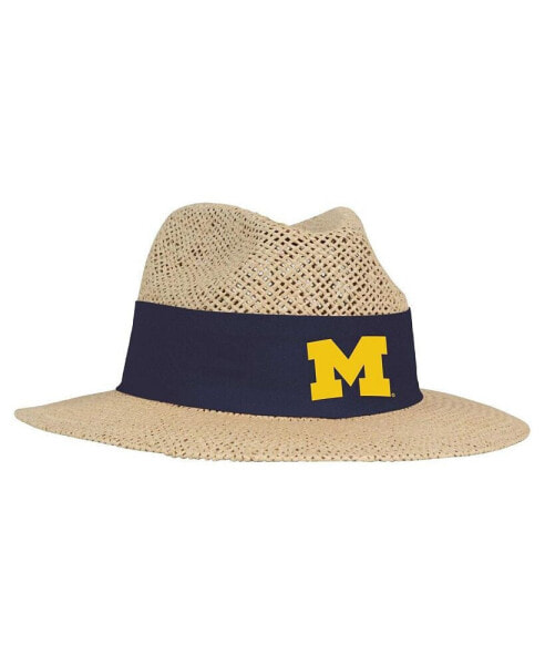 Men's Tan Michigan Wolverines Wellington Gambler Straw Hat