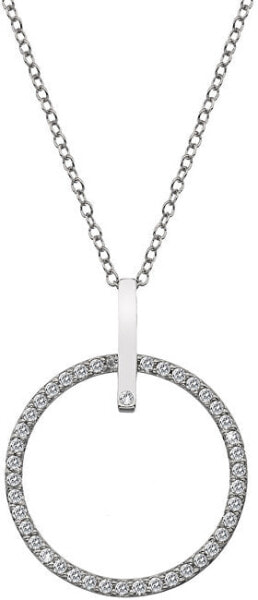 Silver necklace with genuine diamond Flora DP718