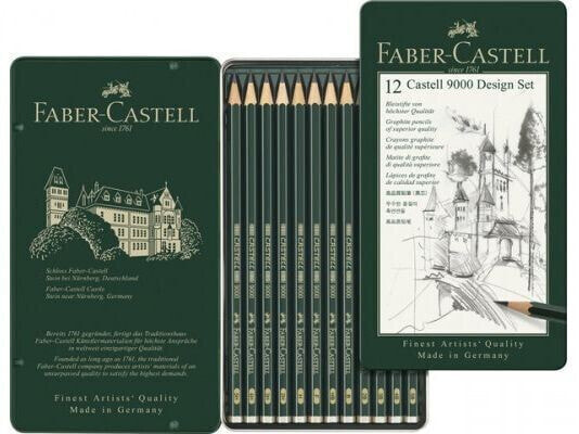 Faber-Castell Ołówek Castell 9000 Design 12 Sztuk Opakowanie Metalowe Faber-Castell (119064 FC)