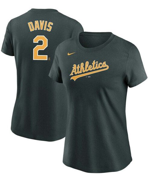 Women's Khris Davis Green Oakland Athletics Name Number T-shirt