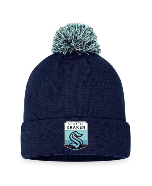 Men's Deep Sea Blue Seattle Kraken 2023 NHL Draft Cuffed Knit Hat with Pom