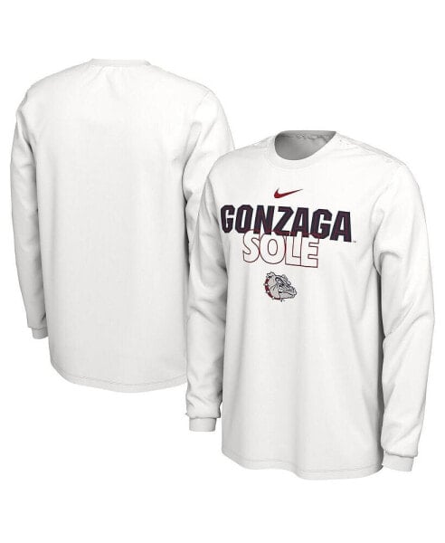 Men's White Gonzaga Bulldogs On Court Long Sleeve T-shirt