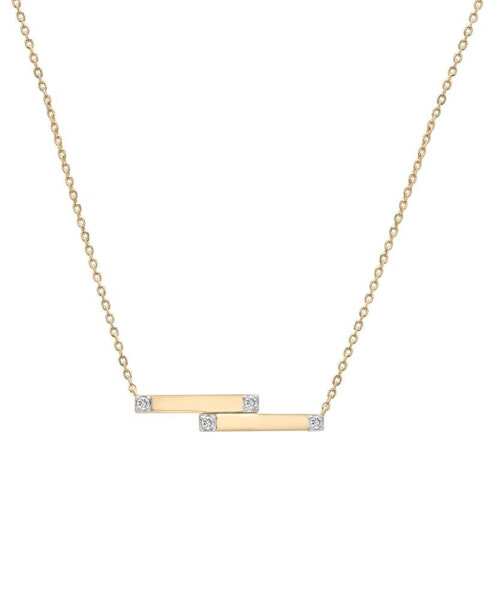 Diamond Double Bar 18" Pendant Necklace (1/10 ct. t.w.) in Gold Vermeil, Created for Macy's