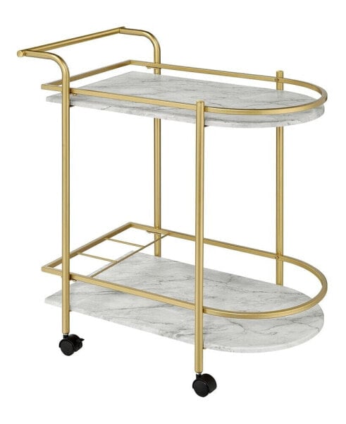 Desiree 32" 3-Bottle Metal Rack Serving Cart with Casters