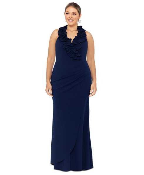 Plus Size Ruffled Gown