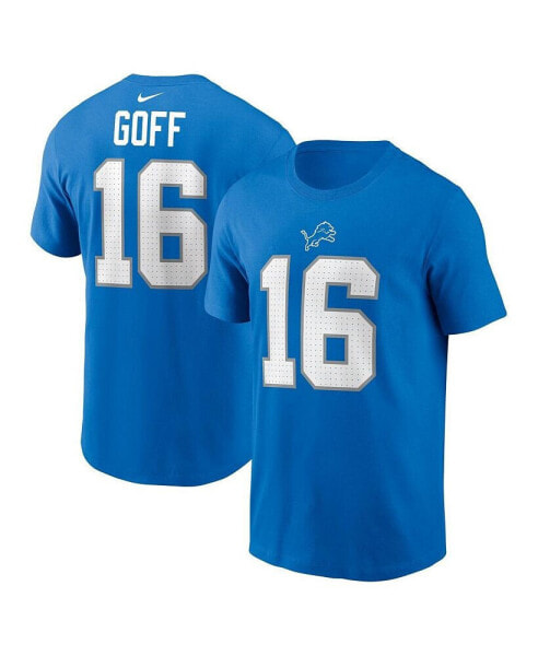 Men's Jared Goff Blue Detroit Lions Name Number T-Shirt