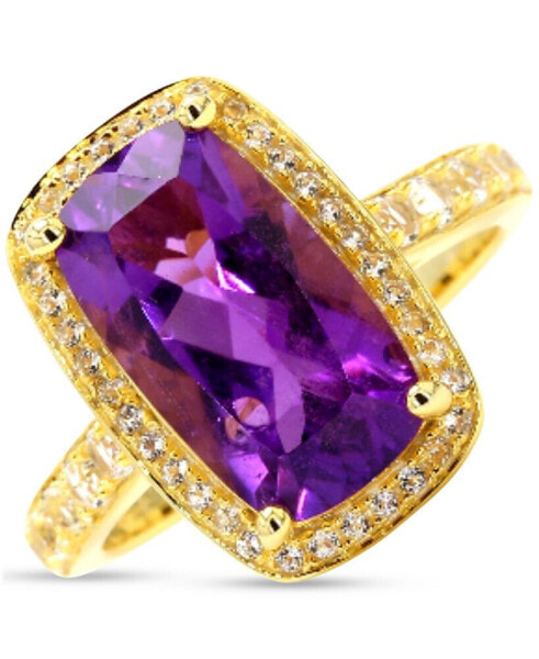 Кольцо Macy's Amethyst & White Topaz Halo Statement