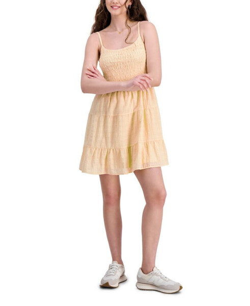 Juniors' Smocked Tiered Mini Dress