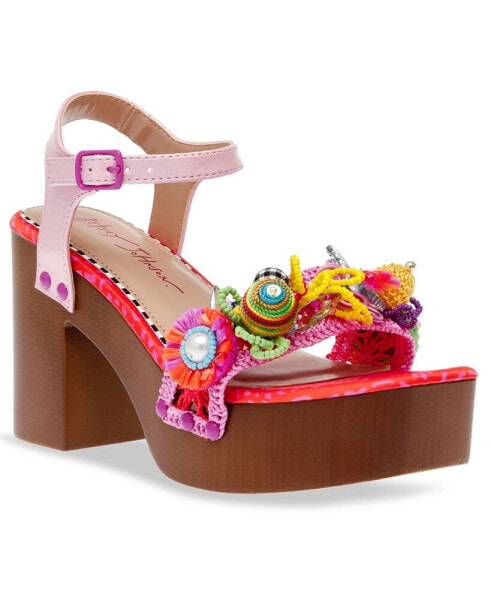 Women's Deana Embellished Two-Piece Wooden Platform Dress Sandals