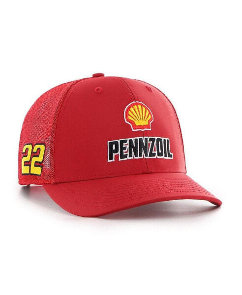 Men's Red Joey Logano Shell-Penzoil Triple Hit Corduroy Adjustable Hat