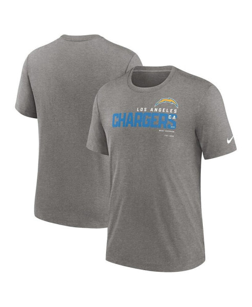 Men's Heather Charcoal Los Angeles Chargers Team Tri-Blend T-shirt