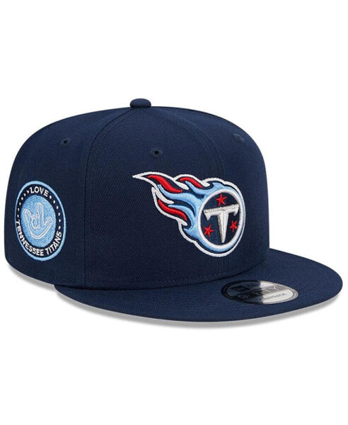Men's and Women's Navy Tennessee Titans The NFL ASL Collection by Love Sign Side Patch 9FIFTY Snapback Hat