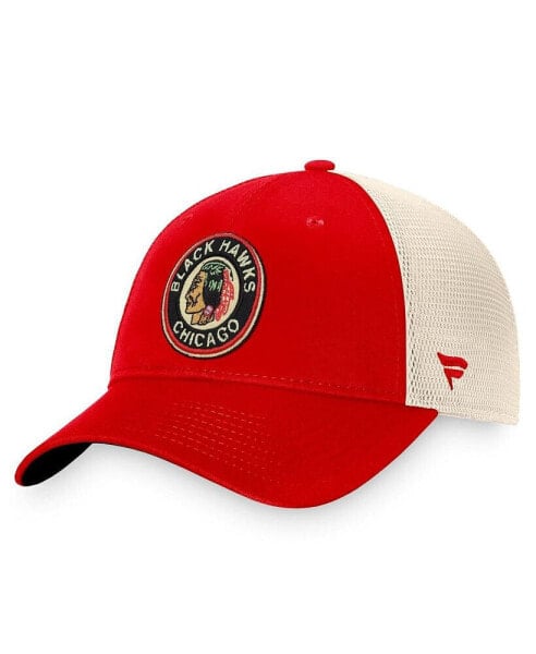 Men's Red, Tan Chicago Blackhawks Original Six Mesh Snapback Hat