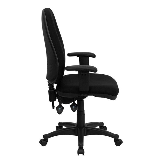 High Back Black Fabric Executive Swivel Chair With Adjustable Arms