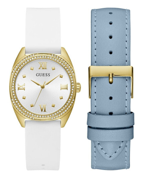 Часы Guess Women's Analog White Silicone Blue Leather