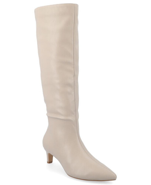 Women's Tullip Tru Comfort Foam Wide Width Kitten Heel Pointed Toe Regular Calf Boots
