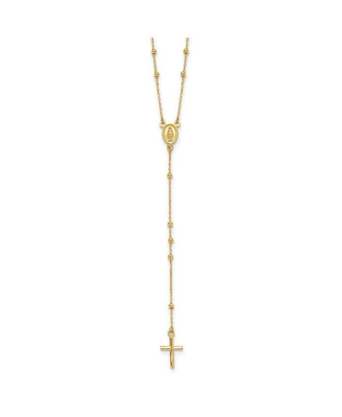 14K Yellow Gold Polished Rosary Pendant Necklace 24"
