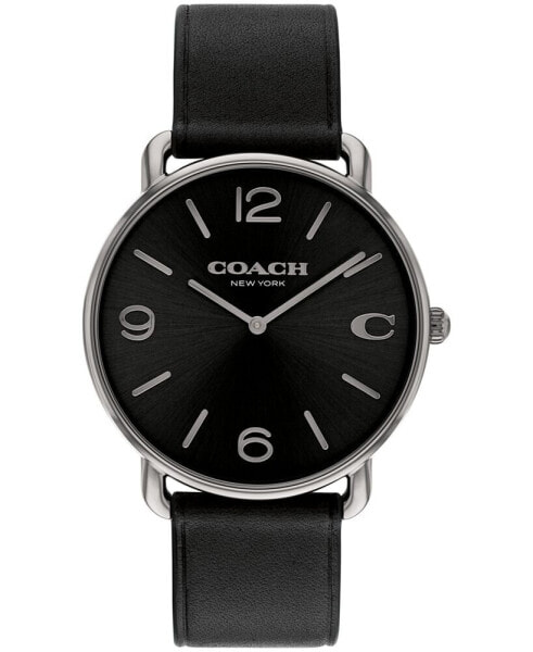 Unisex Elliot Black Leather Strap Watch, 40mm