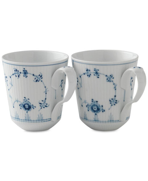 Blue Fluted Mug, Set of 2