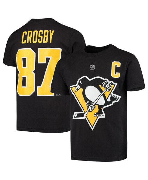 Big Boys Sidney Crosby Black Pittsburgh Penguins Player Name and Number T-shirt