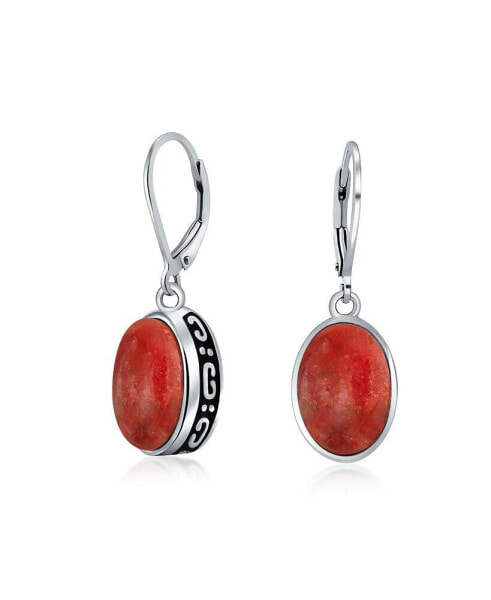 Серьги Bling Jewelry Natural Red Coral Dome Oval