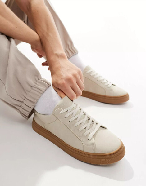 Pull&Bear gum sole trainer in beige