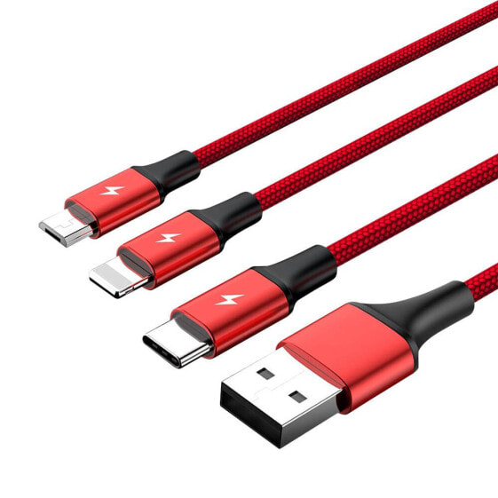 Кабель для зарядки Unitek International C4049RD - 1.2 м - USB A - USB C/Micro-USB B/Lightning - красный