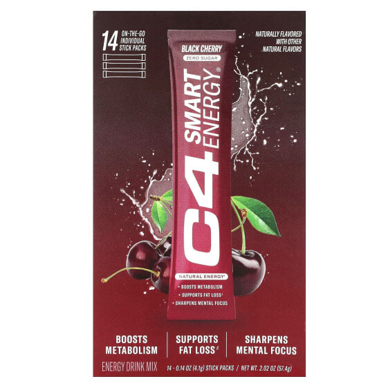 C4 Smart Energy Drink Mix, Black Cherry, 14 Stick Packs, 0.14 oz (4.1 g) Each