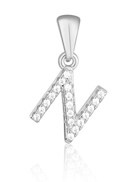 Silver pendant with zircons letter "N" SVLP0948XH2BI0N