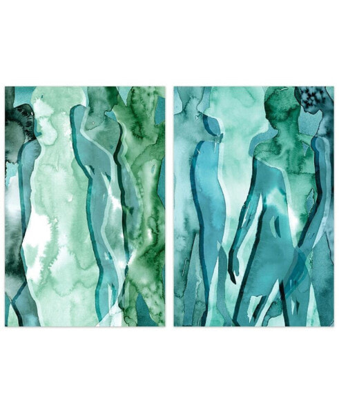 Картина стеклянная Empire Art Direct Water Women I II Frameless Free Floating, 48" x 32" x 0.2"