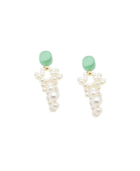 Women's White Snowball Drop Earrings