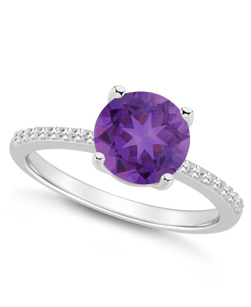 Women's Amethyst (1-3/4 ct.t.w.) and Diamond (1/10 ct.t.w.) Ring in Sterling Silver