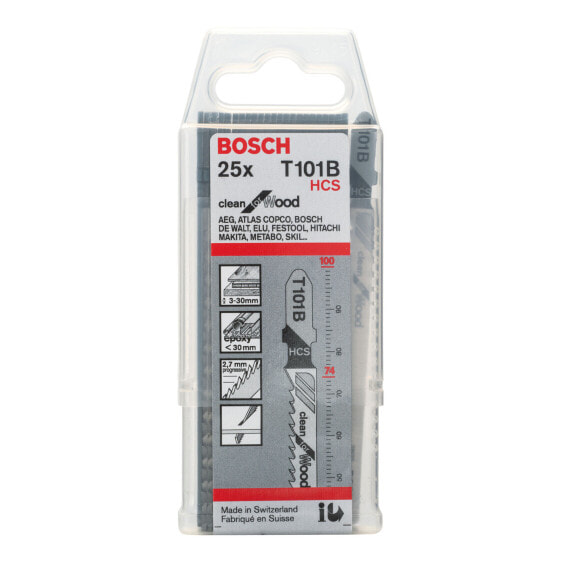 Bosch Stichsägeblatt T 101 B, Clean for Wood, 25er-Pack