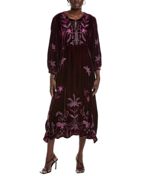 Johnny Was Palmira Velvet Effortless Midi Dress Eg Women's Purple S