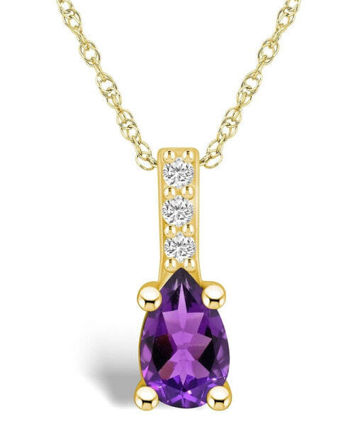 Amethyst (7/8 Ct. T.W.) and Diamond Accent Pendant Necklace in 14K Yellow Gold