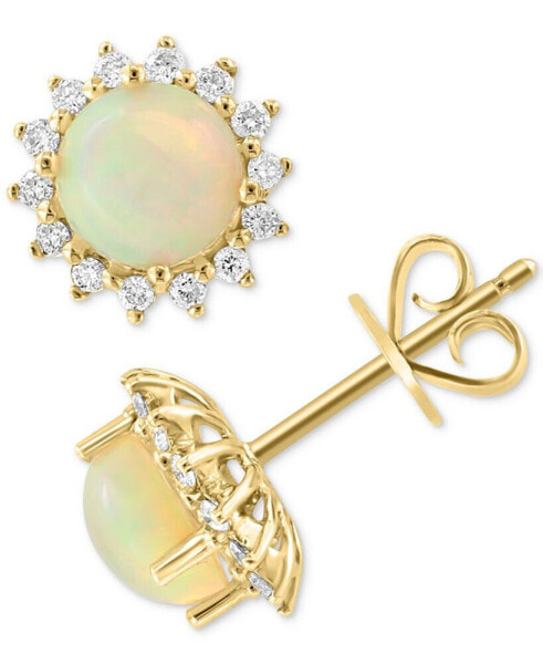 EFFY® Ethiopian Opal (1-1/5 ct. t.w.) & Diamond (1/5 ct. t.w.) Stud Earrings in 14k Gold