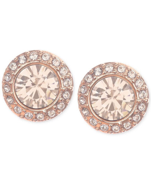 Rose Gold-Tone Pavé Button Stud Earrings