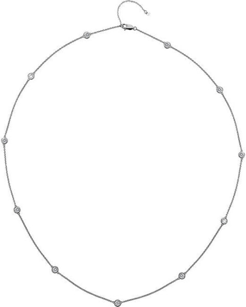 Luxury silver necklace with topazes and genuine diamond Willow DN131