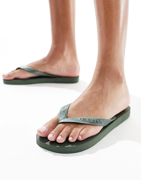 Havaianas – Top Tiras Senses – Zehenstegsandalen in Olivgrün