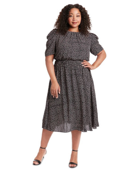 Plus Size Printed Caterpillar-Sleeve Dress